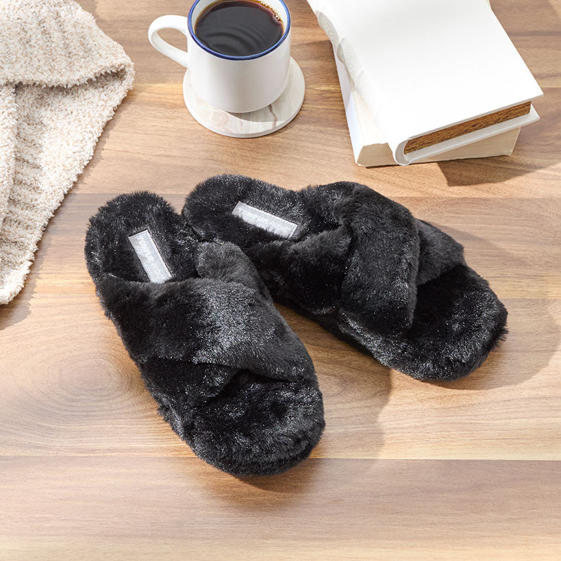 Women's Tempur-Pedic® Sloann Faux Fur Slippers#select-color_black