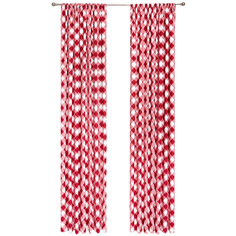 Red and White Check Pattern Window Panel 50" x 63"#select-size_50"-x-84"