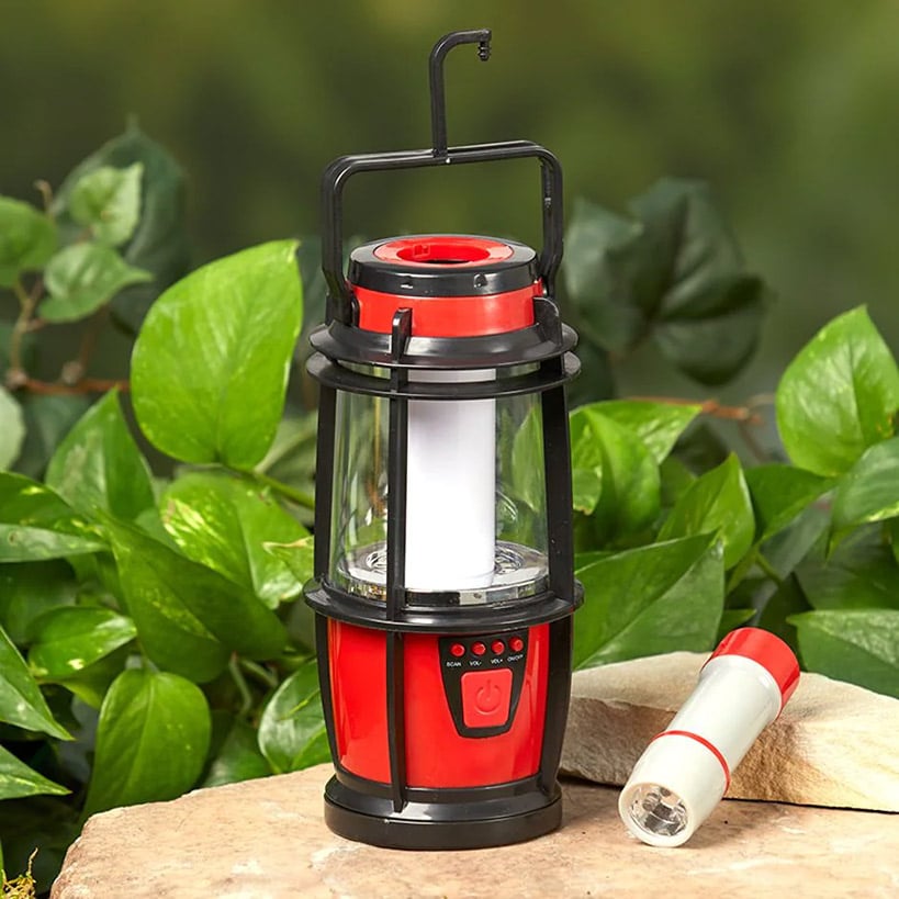 LED Lantern with FM Radio & Pullout Flashlight