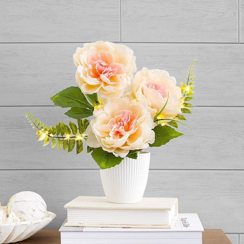 Lighted Spring Potted Flower Décor - Magnolia, Peony, or Sunflower#select-flower_peony