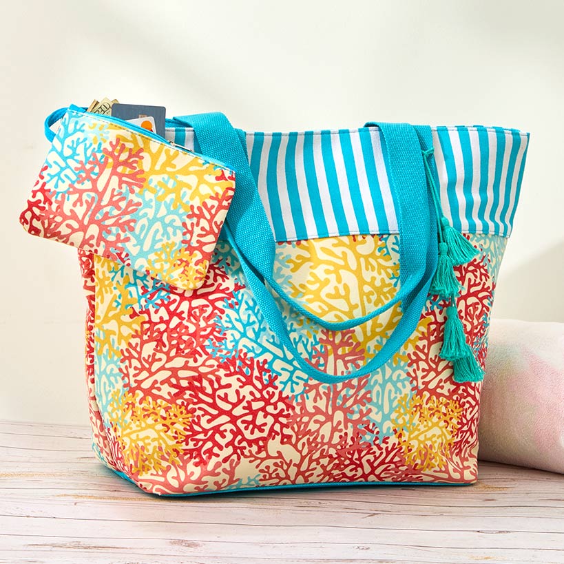 Beach Bag with Wet Pouch#select-tote_coral
