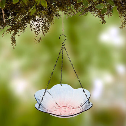 Hanging Glass Birdbath - Flower Shape