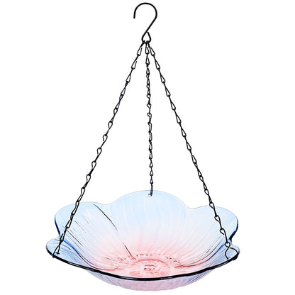 Hanging Glass Birdbath - Flower Shape