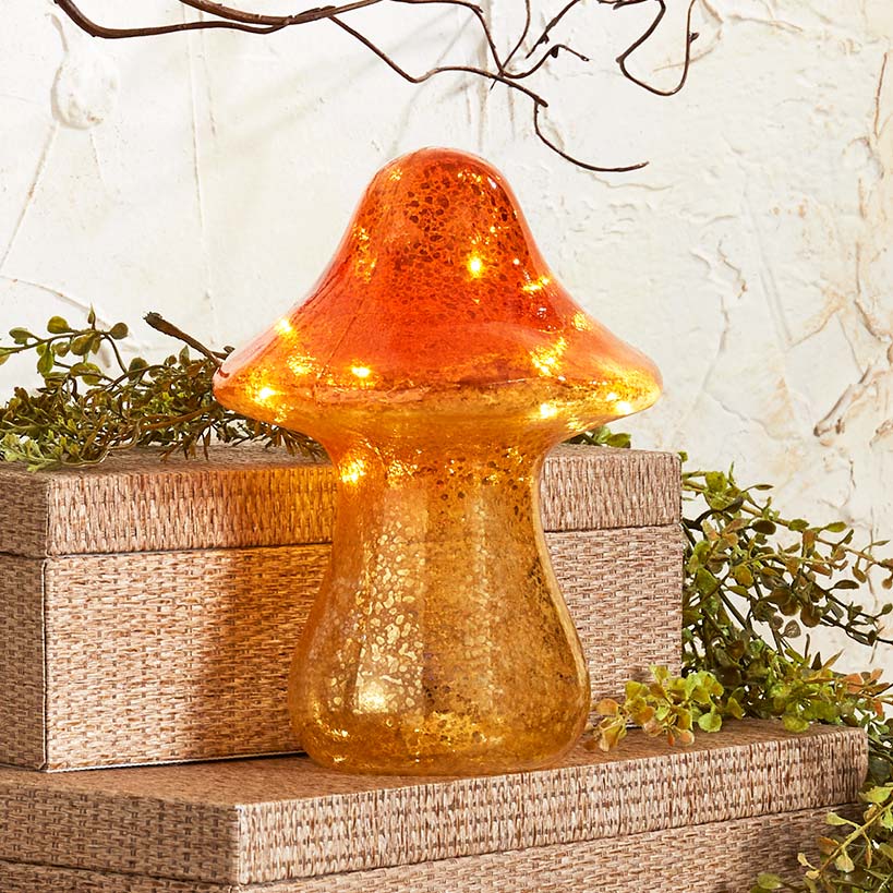 Fall Lighted Glass Mushrooms - Green, Yellow or Orange#select-color_large-orange