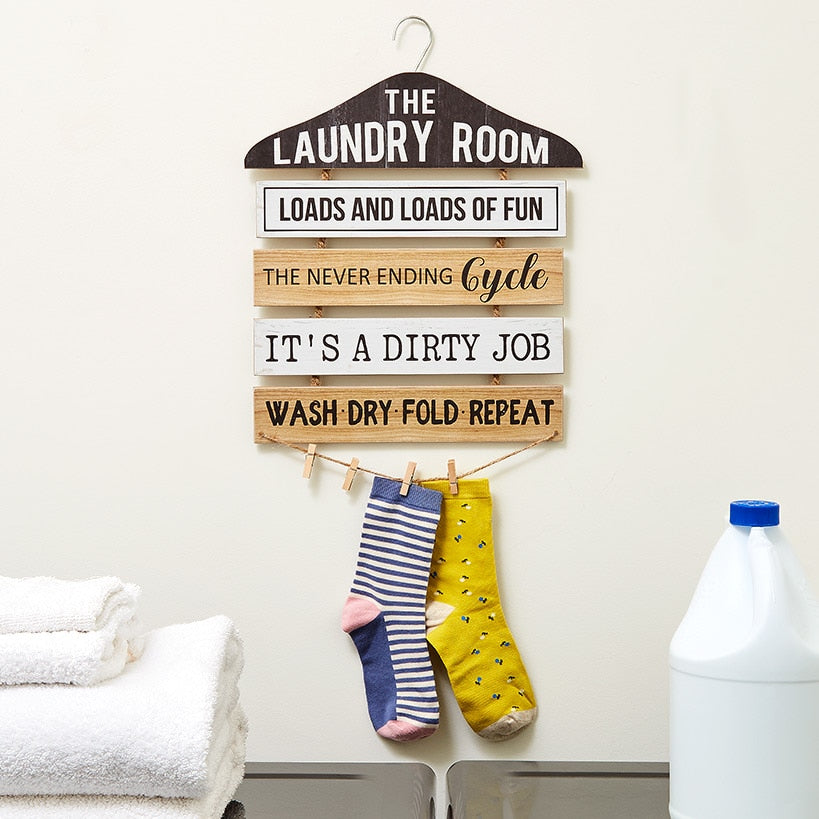 Laundry Room Humorous Wall Décor - Tip Jar, Sign, or Safety Pins#select-item_sign-with-clothespin-holder