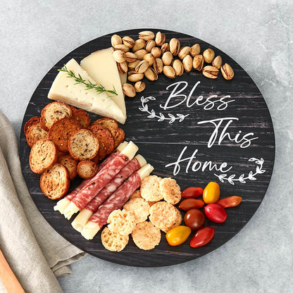 Wood Sentiment Printed 12" Kitchen Countertop Lazy Susan