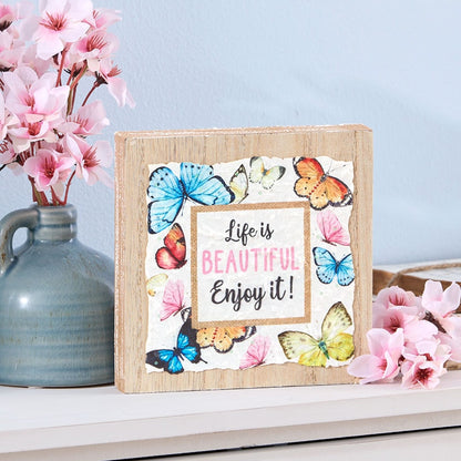 Vibrant Butterfly Sentiment Hanging Sign or Block Signs