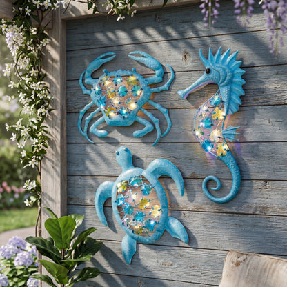 Lighted Outdoor Coastal Metal Wall Decor