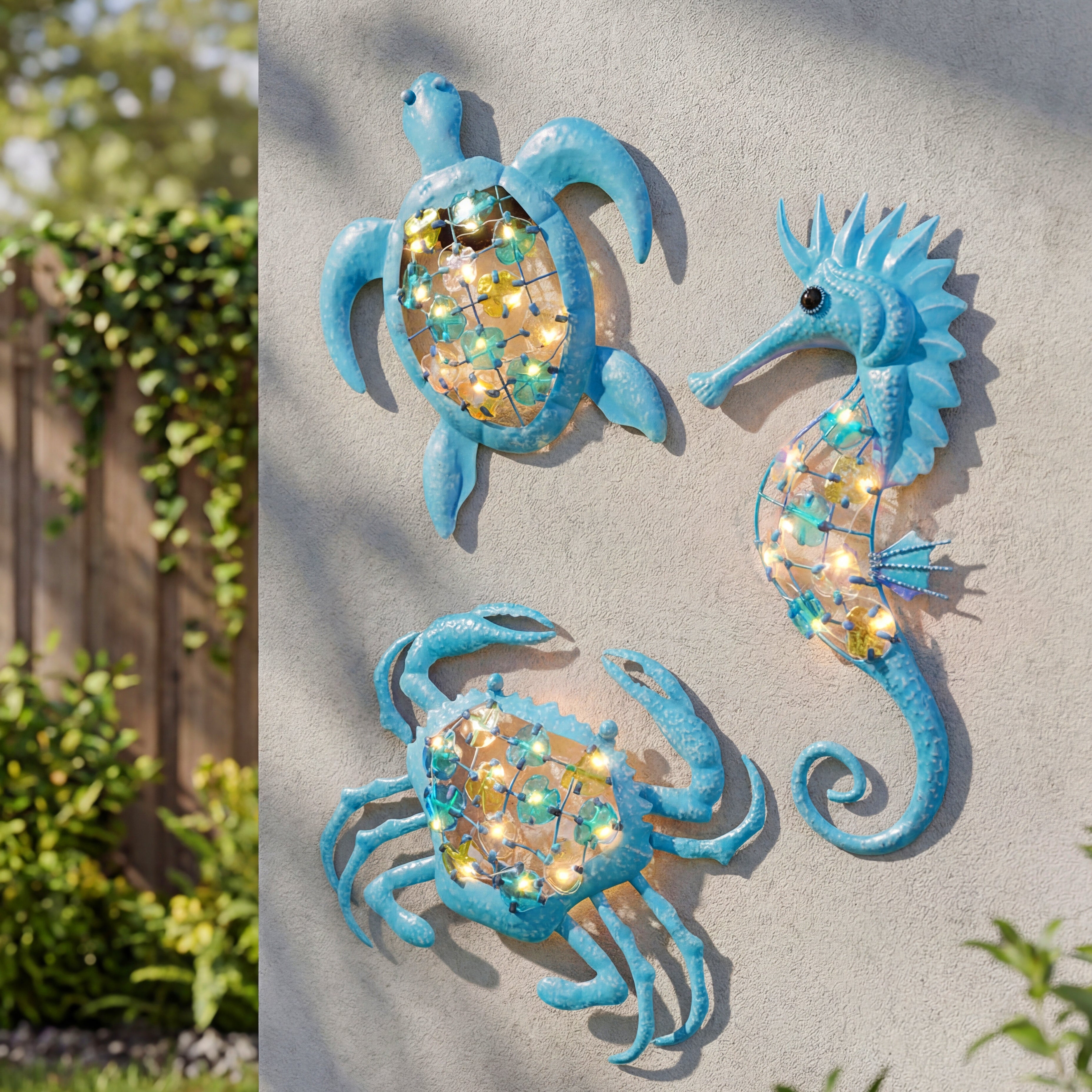 Lighted Outdoor Coastal Metal Wall Decor