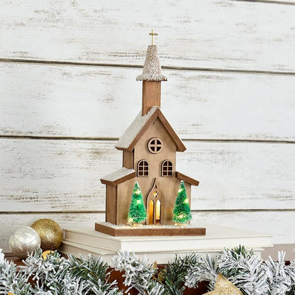 Lighted Country Church Decor