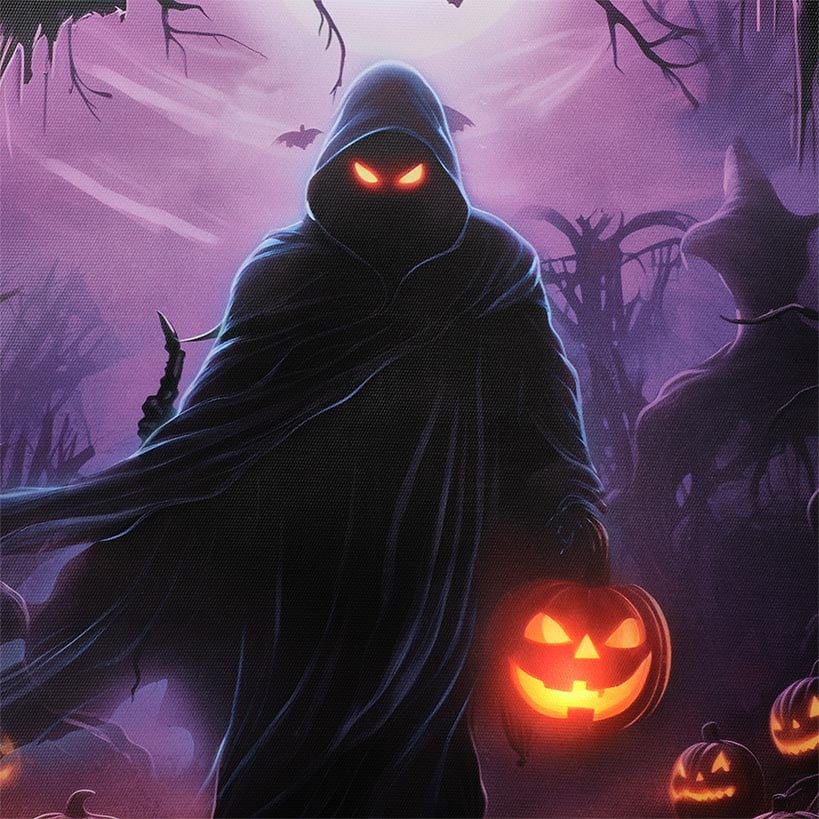 Halloween Canvas Wall Art Lighted Decor In Ghost Skeleton Or Reaper#select-art_grim-reaper