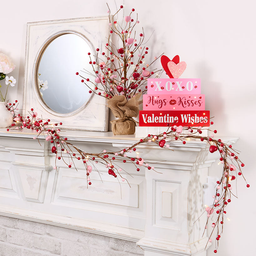 Lighted Pink and Red Heart Table Tree - Battery Operated