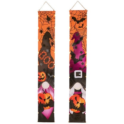 Festive Lighted Gnome Halloween Porch Banner