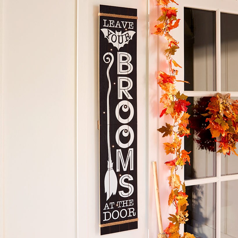 Lighted Happy Halloween Door Sign#select-item_leave-your-broom-porch-leaner