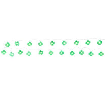 St Patrick's Lighted Green Shamrock Garland - Battery Operated
