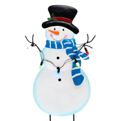 Lighted Snowman Stake