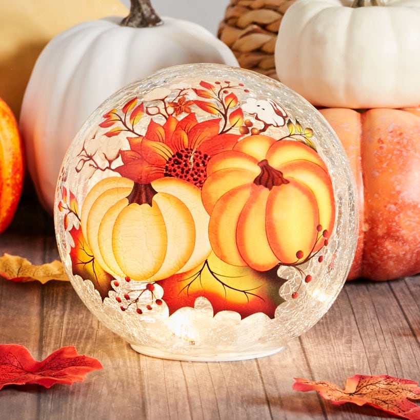 Halloween and Harvest Lighted Themed Glass Globe Art
