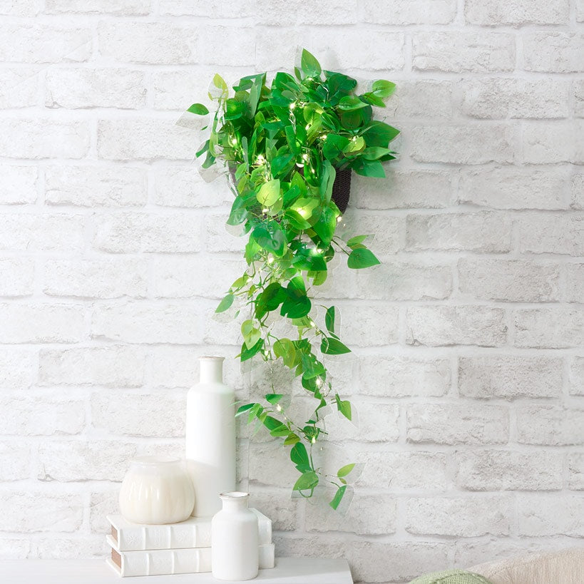 lighted hanging plants Lakeside Lighted Wall Hanging Flower Cascade-Cottagecore