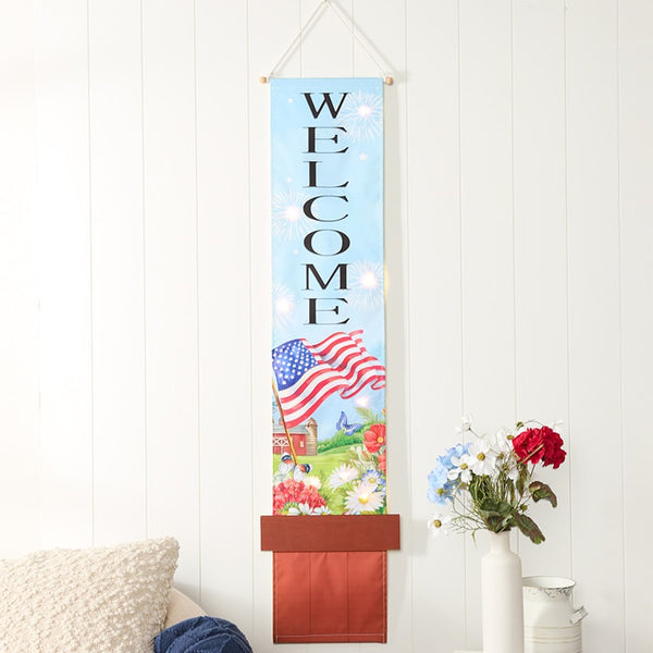 LED Lighted Welcome Banner - Flower or Patriotic 46