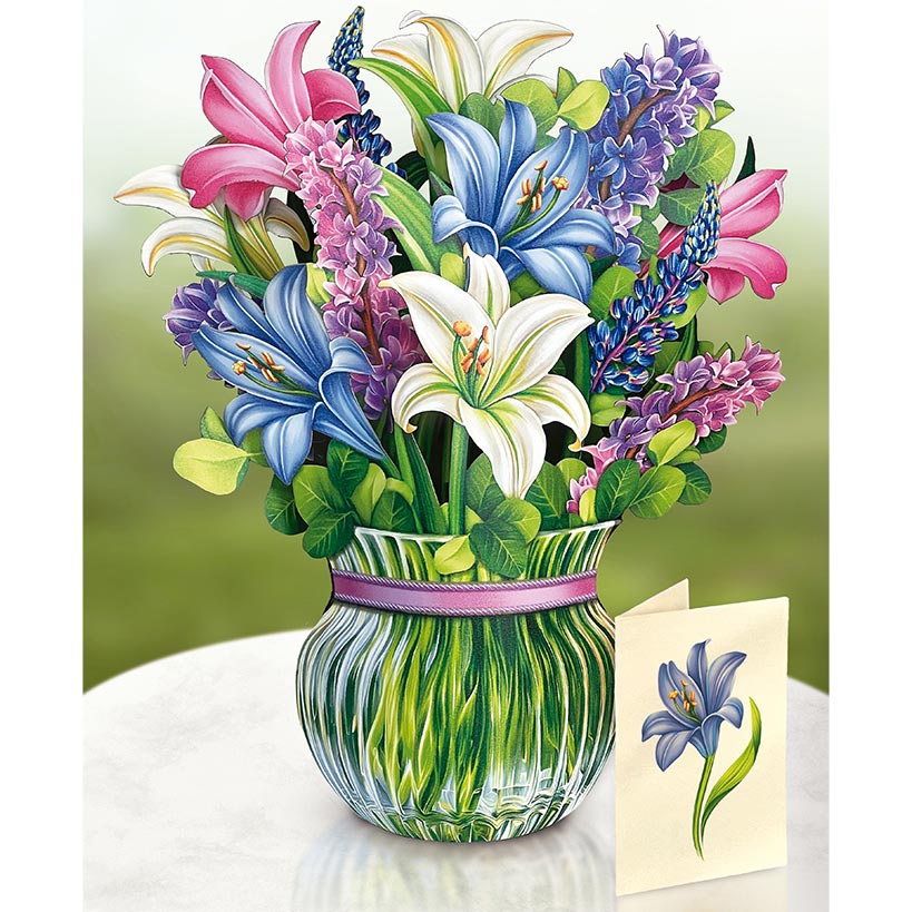 Lilies & Lupines Pop-Up Flower Bouquet Card