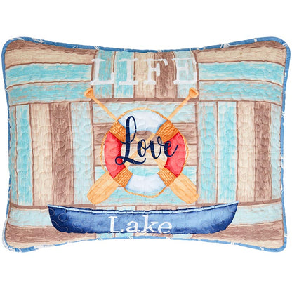 Life Love Lake Reversible Full/Queen or King Quilt, Sham, Decorative Pillow