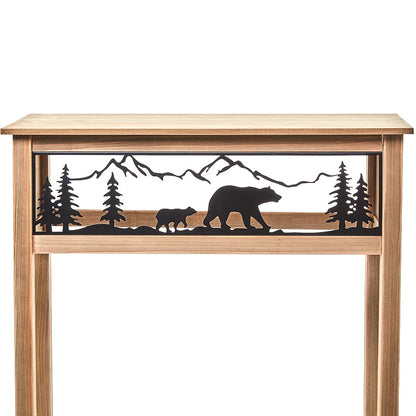 Lodge Wood Console Table with Metal Bear Accents