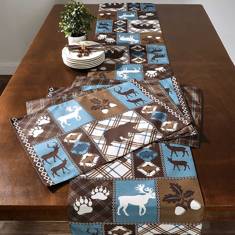Table Runner and Set of 4 Placemats, Moose Lodge#select-set_set-of-4-placemats