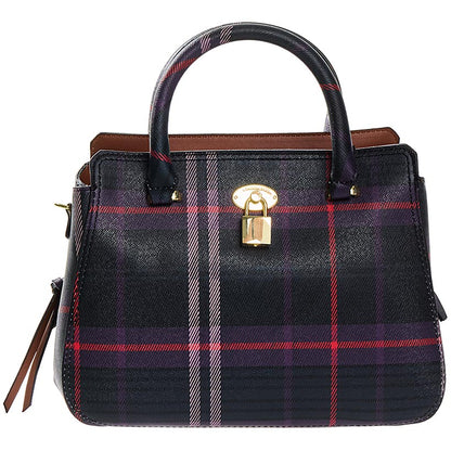 London Fog Kate Triple Satchel Plaid 2 Slip 2 Zip Purse