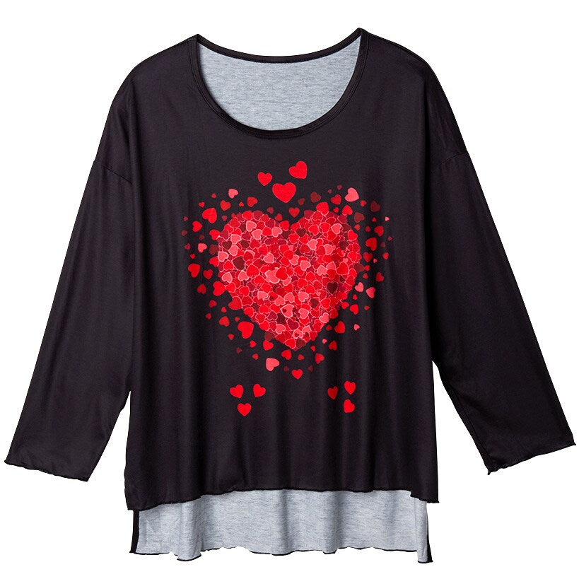 Valentine's Day Heart Long Sleeve T Shirt Black#select-design_love