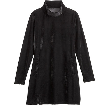 Women's Velour Long Tunic with Turtleneck