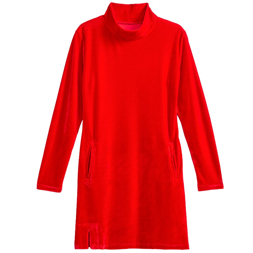 Women's Velour Long Tunic with Turtleneck#select-color_red