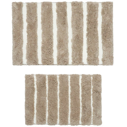 Homewear Luxury Stripe Bath Rug with Non-Skid Backing, Set of 2
