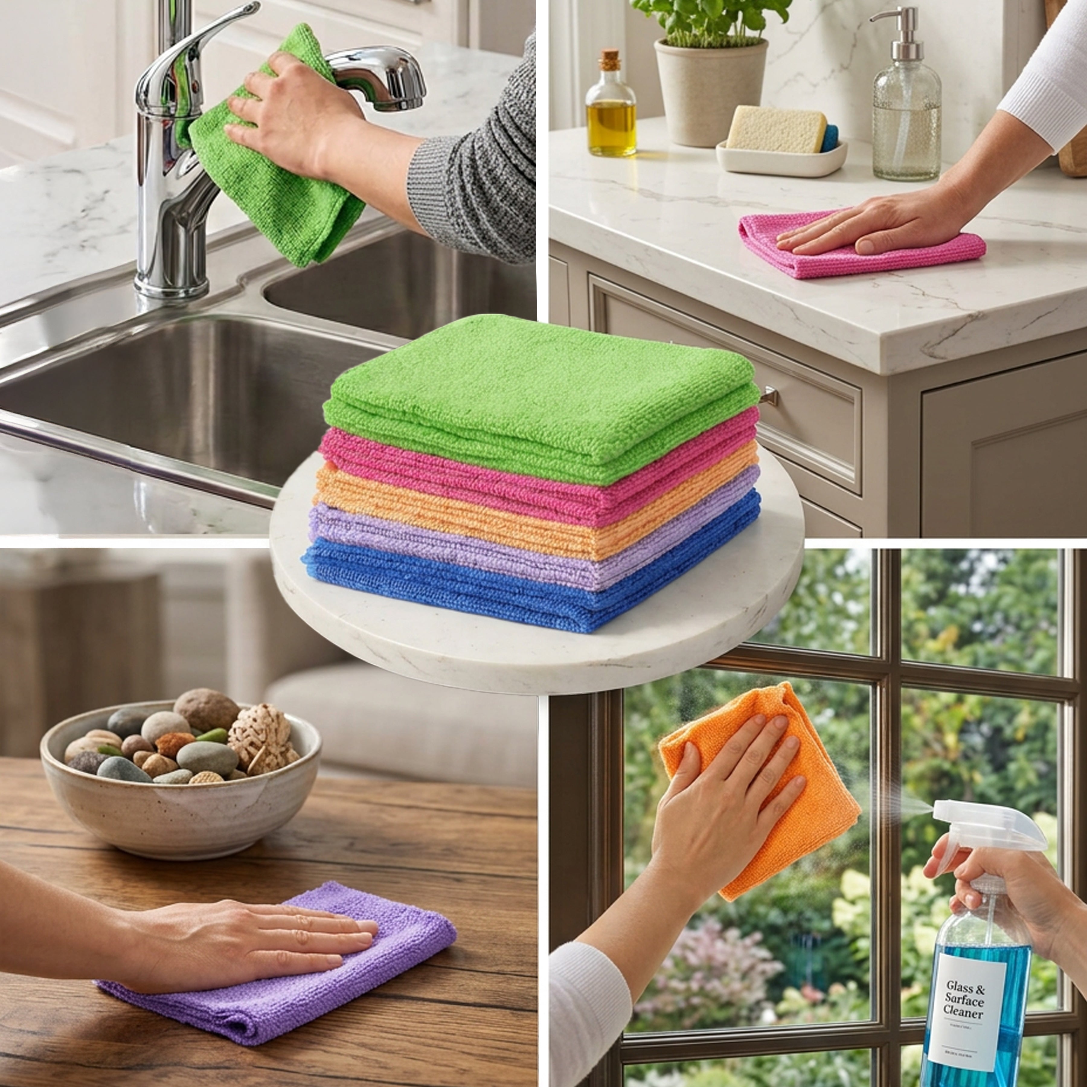 Microfiber Cleaning Cloths - Multi-Purpose, Non-Abrasive, Set of 10