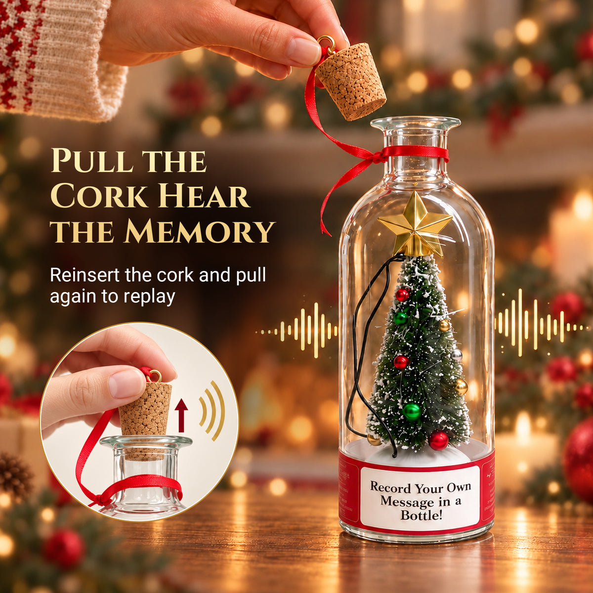 Recordable Christmas Tree in a Bottle, 30-Second Voice Message Keepsake