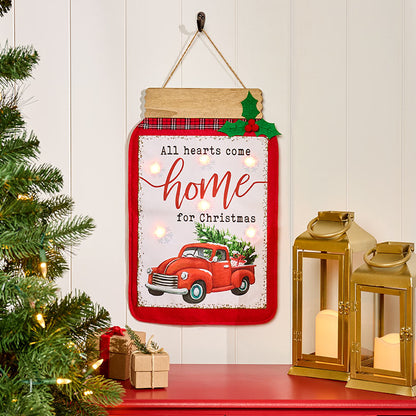 Lighted Holiday Mason Jar Wall Decor