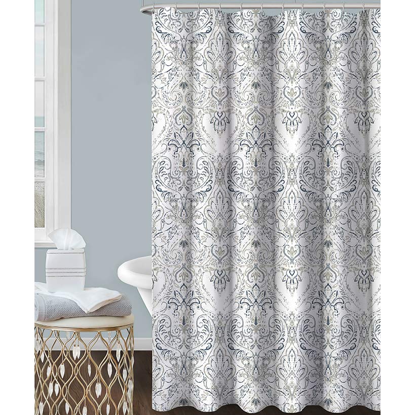 Homewear Medallion Cotton Duck Shower Curtain with Buttonhole Top