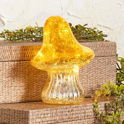 Fall Lighted Glass Mushrooms - Green, Yellow or Orange