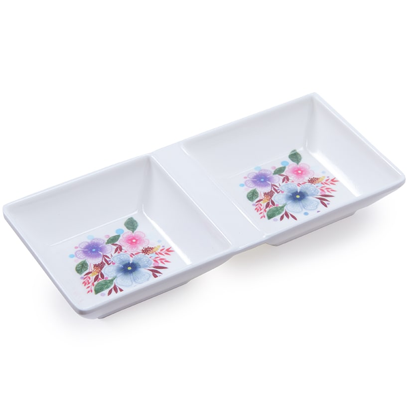 Melamine Dual Dipping Sauce Tray