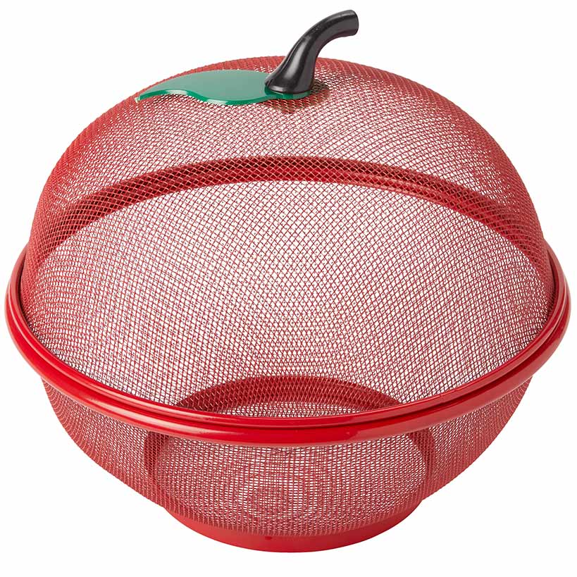 Mesh Wire Apple Shaped Fruit Basket with Lid Fruit Bowl Cover 2 Pc