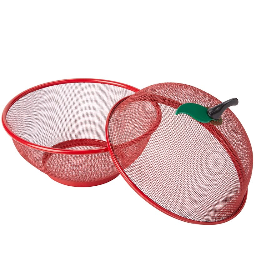 Mesh Wire Apple Shaped Fruit Basket with Lid Fruit Bowl Cover 2 Pc