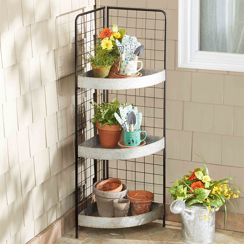 3-Tier Metal Corner Shelves