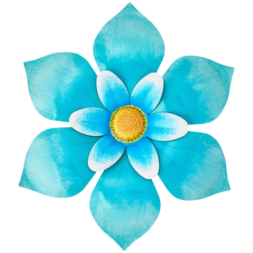 Wall Decor Flower Metal Art In Blue Orange Pink Yellow Or Purple