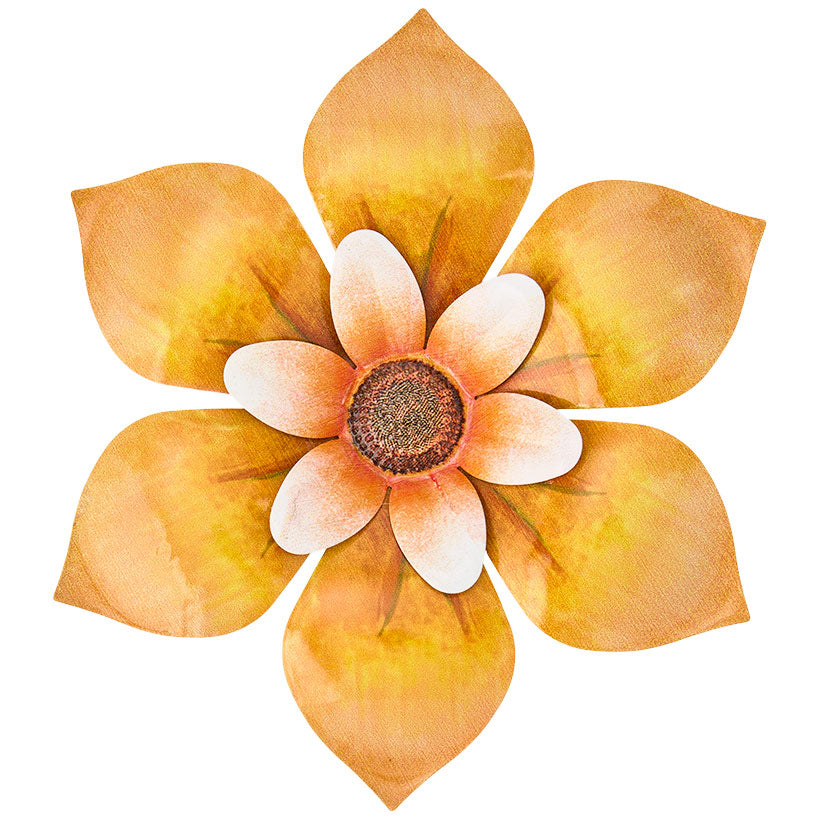 Wall Decor Flower Metal Art In Blue Orange Pink Yellow Or Purple