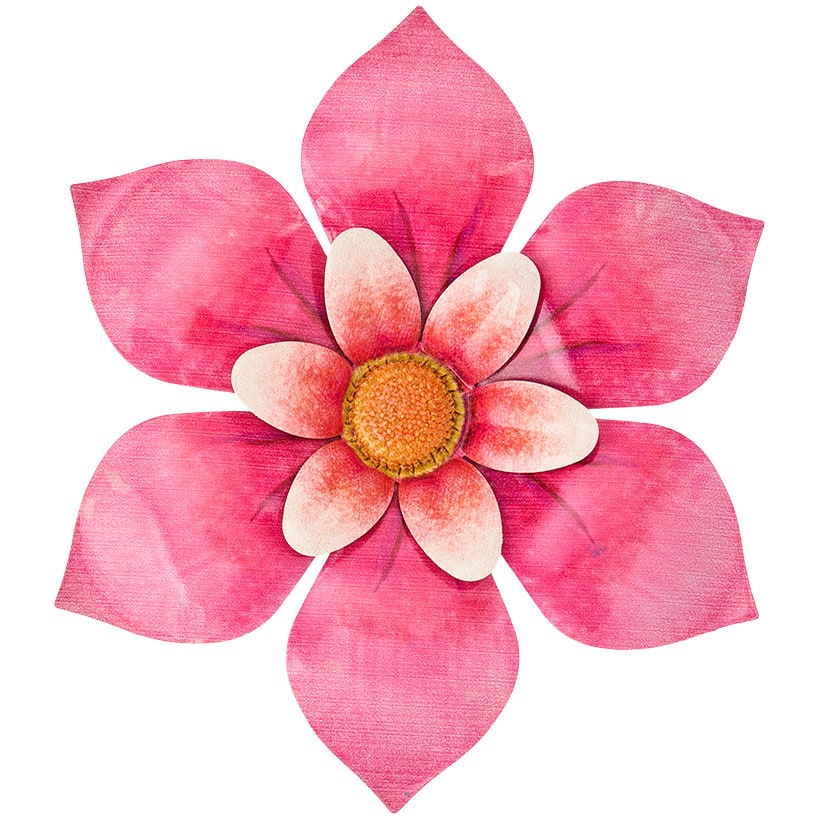 Wall Decor Flower Metal Art In Blue Orange Pink Yellow Or Purple