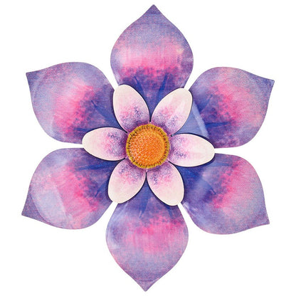 Wall Decor Flower Metal Art In Blue Orange Pink Yellow Or Purple
