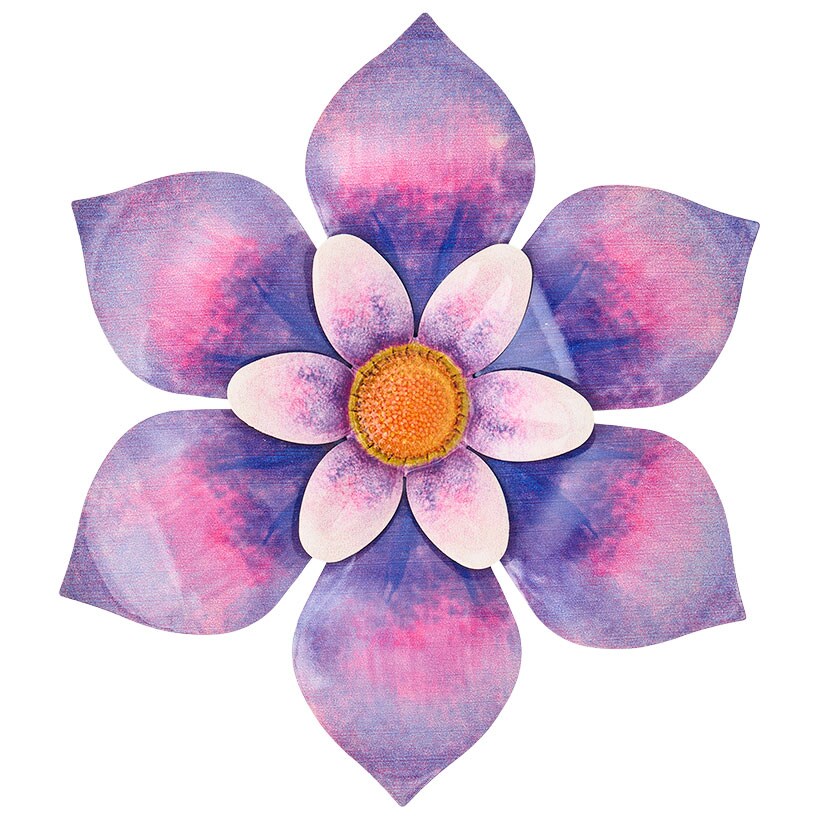 Wall Decor Flower Metal Art In Blue Orange Pink Yellow Or Purple
