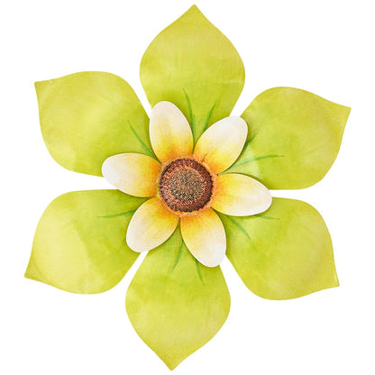 Wall Decor Flower Metal Art In Blue Orange Pink Yellow Or Purple