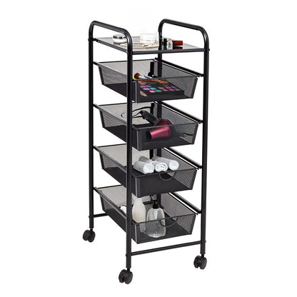 Metal Mesh 3-Drawer Storage Cart Black