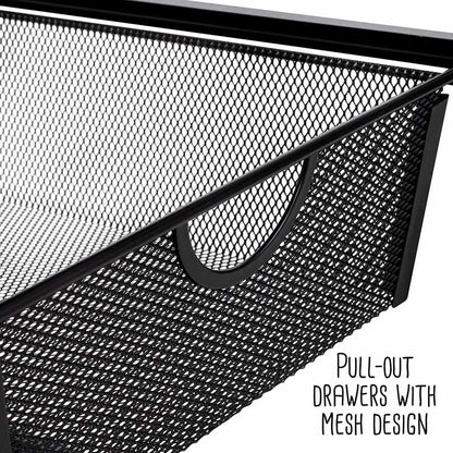 Metal Mesh 3-Drawer Storage Cart Black
