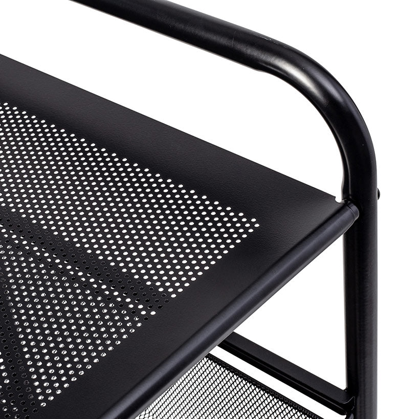 Metal Mesh 3-Drawer Storage Cart Black